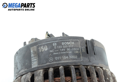 Alternator for Mercedes-Benz S-Class W220 4.3, 279 hp, sedan automatic, 1999 № Bosch 0 123 520 017