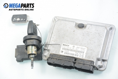 ECU incl. ignition key and immobilizer for Opel Zafira A 2.0 16V DI, 82 hp, 2000 № Bosch 0 281 010 021