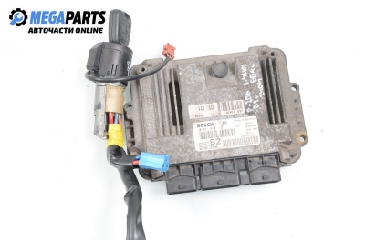 ECU cu cheie de contact pentru Peugeot 206 1.4 HDI, 68 cp, hatchback, 5 uși, 2002 № Bosch 0 281 010 707