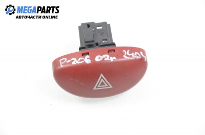 Emergency lights button for Peugeot 206 1.4 HDI, 68 hp, hatchback, 5 doors, 2002