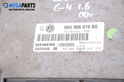 ECU mit zündschlüssel für Volkswagen Golf IV 1.6, 100 hp, 5 türen, 2000 № 06A 906 019 BQ