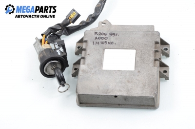 ECU incl. ignition key for Peugeot 206 1.4, 75 hp, hatchback, 5 doors, 1999