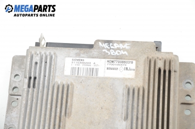 ECU mit zündschlüssel für Renault Megane 1.6, 90 hp, hecktür, 5 türen, 1997 № Siemens S115300203 A
