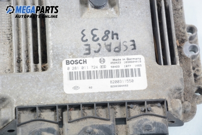 ECU incl. card and reader for Renault Espace IV 2.2 dCi, 150 hp, 2005 № Bosch 0 281 011 724