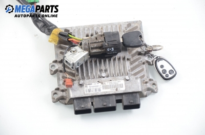 ECU mit zündschlüssel für Citroen C3 1.4 HDi, 68 hp, hecktür, 5 türen, 2004 № Siemens 5WS40068C-T