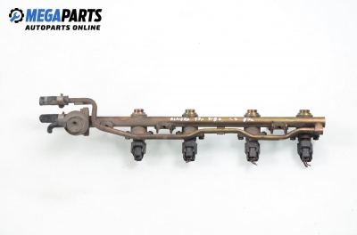 Fuel rail with injectors for Nissan Almera 1.4, 87 hp, 3 doors, 1999