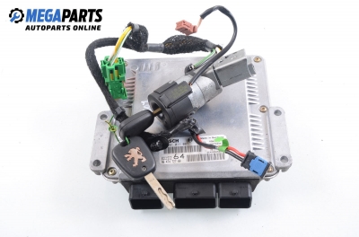 ECU incl. ignition key for Peugeot 307 2.0 HDi, 107 hp, hatchback, 5 doors, 2004 № Bosch 0 281 011 081